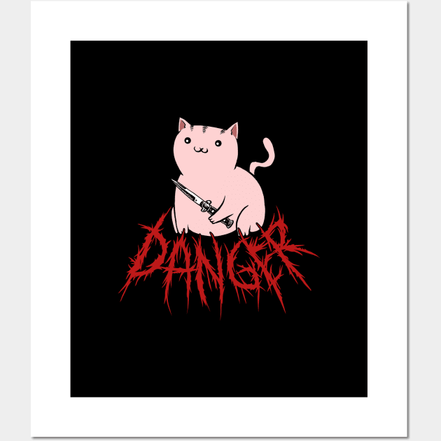 Danger cat metal Wall Art by popcornpunk